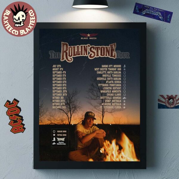Blake Whiten The Rollin’ Stone Tour 2025 Schedule Tour Dates Home Decor Poster Canvas