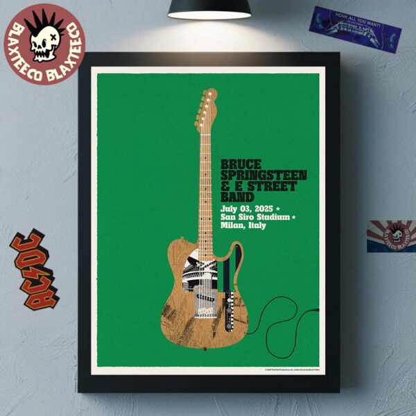 Bruce Springsteen and E Street Band Milan Italy 2025 Night 2 Tour Poster At San Siro Stadium On July 3 2025 Home Decor Poster Canvas