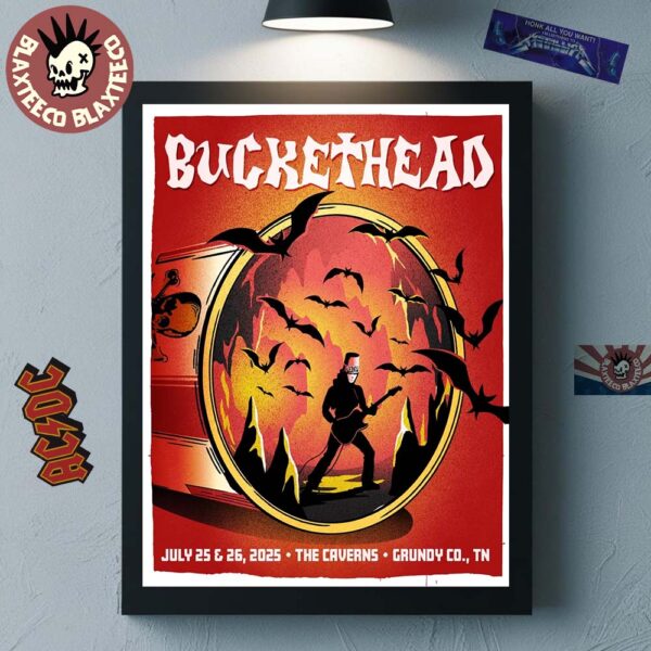 Buckethead Grundy Co Tennessee 2025 Gig Poster At The Caverns On July 25 And 26 2025 Home Decor Poster Canvas