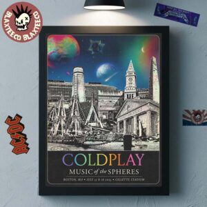 Coldplay Boston Massachusetts Music Of The Spheres 2025 Tour Poster At Gillette Stadium On July 15 And 16 2025 Home Decor Poster Canvas