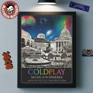 Coldplay Madison Wisconsin Music Of The Spheres 2025 Tour Poster At Camp Randall Stadium On July 19 2025 Home Decor Poster Canvas