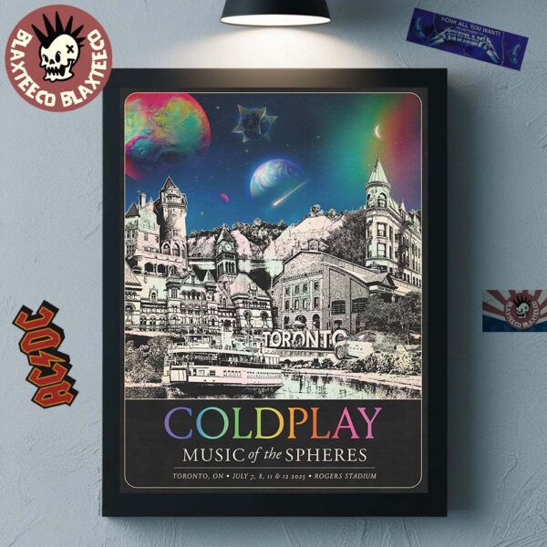 Coldplay Toronto Ontario Music Of The Spheres 2025 Tour Canada Poster At Rogers Stadium On July 7 8 11 And 12 2025 Home Decor Poster Canvas