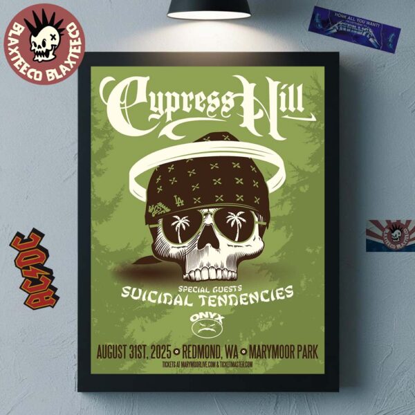 Cypress Hill Redmond Washington Tour Concert At Marymoor Park On August 31 2025 Home Decor Poster Canvas