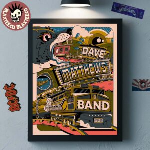 Dave Matthews Band Clarkston Michigan 2025 Gig Poster At Pine Knob Music Theatre On July 9 2025 Home Decor Poster Canvas