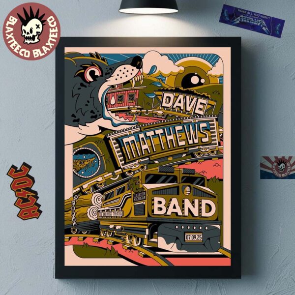 Dave Matthews Band Clarkston Michigan 2025 Gig Poster At Pine Knob Music Theatre On July 9 2025 Home Decor Poster Canvas