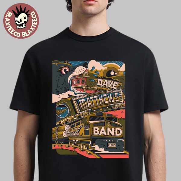 Dave Matthews Band Clarkston Michigan 2025 Gig Poster At Pine Knob Music Theatre On July 9 2025 Unisex T-Shirt