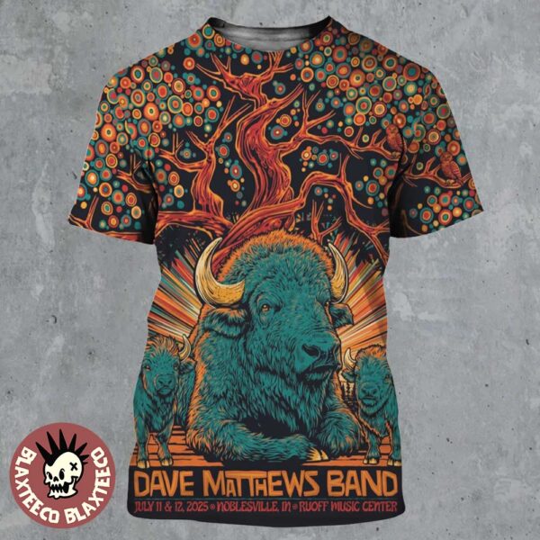 Dave Matthews Band Deer Creek Weekend Poster In Noblesville Indiana At Ruoff Music Center On July 11 And 12 2025 All Over Print Shirt