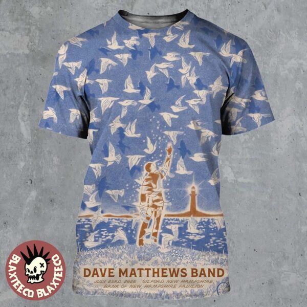 Dave Matthews Band Gilford New Hampshire 2025 Concert Poster At Bank Of New Hampshire Pavilion On July 23 2025 All Over Print Shirt