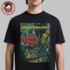 Dave Matthews Band Noblesville Indiana Gig Poster At Ruoff Music Center On July 11 2025 Bus Stop Sheltered By A Flower During A Rain Storm T-Shirt