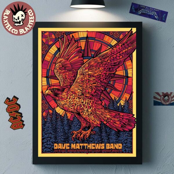 Dave Matthews Band Saratoga Springs New York 2025 Event Poster At Saratoga Performing Arts Center On July 18 2025 Eagle Art Home Decor Poster Canvas