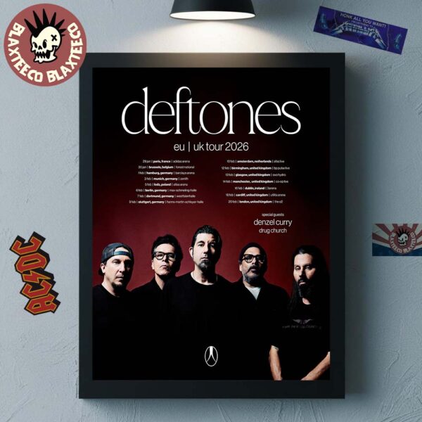 Deftones EU And UK Tour 2026 Schedule Tour Dates Home Decor Poster Canvas
