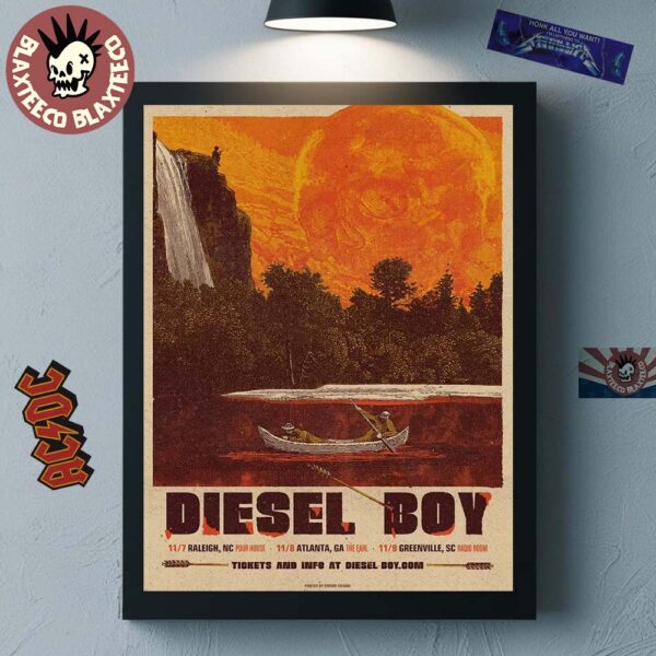 Diesel Boy US Tour November 2025 Gig Poster In Raleigh North Carolina Atlanta Georgia And Greenville South Carolina From November 7 To 9 Home Decor Poster Canvas