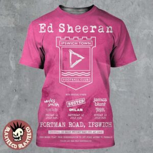 Ed Sheeran x Ipswich Town FC Portman Road Shows 2025 On July 11 12 And 13 2025 All Over Print Shirt