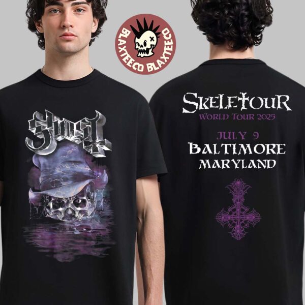 Ghost Skeletour World Tour 2025 Exclusive Merch Tee In Baltimore Maryland July 9 2025 Two Sided T-Shirt