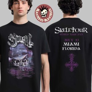 Ghost Skeletour World Tour 2025 Exclusive Merch Tee In Miami Florida July 13 2025 Two Sided T-Shirt