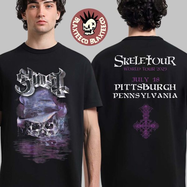 Ghost Skeletour World Tour 2025 Exclusive Merch Tee In Pittsburgh Pennsylvania July 18 2025 Two Sided T-Shirt