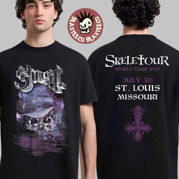 Ghost Skeletour World Tour 2025 Exclusive Merch Tee In St Louis Missouri July 30 2025 Two Sided T-Shirt