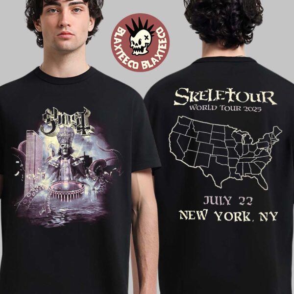 Ghost Skeletour World Tour 2025 New York Venue Tee At Madison Square Garden On July 22 2025 Two Sided T-Shirt