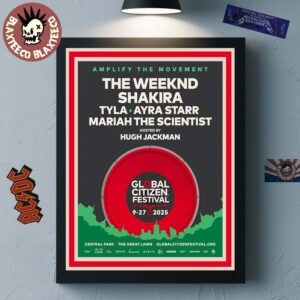 Global Citizen Festival NYC 2025 Poster Lineup On September 27 2025 Wall Decor Poster Canvas