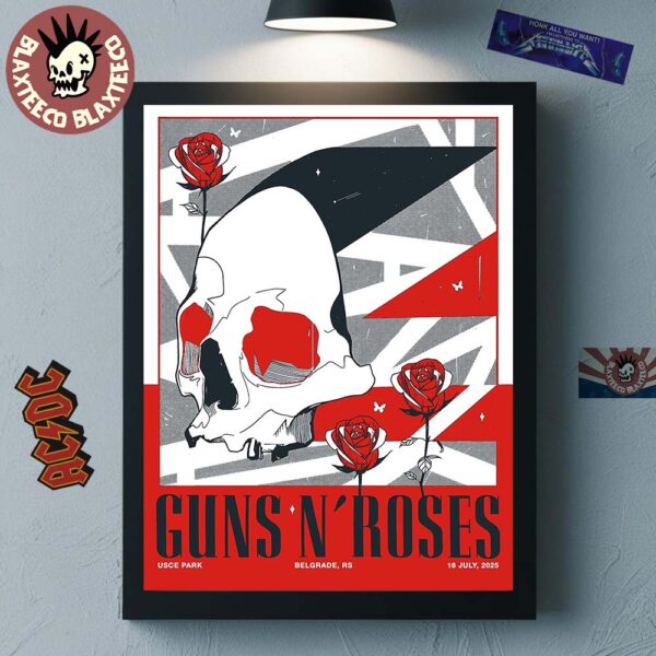 Guns N Roses Belgrade Serbia 2025 Event Poster At USCE Park On July 18 2025 Home Decor Poster Canvas