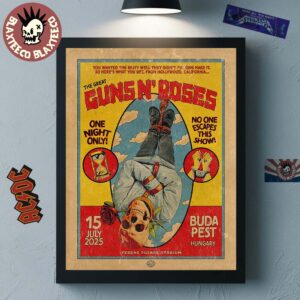 Guns N Roses Budapest Hungary 2025 Tour Poster At Ferenc Puskas Stadium On July 15 2025 One Night Only No One Escapes This Show Hanging Skeleton Poster Canvas