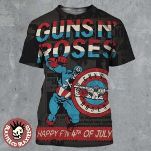 Guns N Roses Happy F’n 4th Of July 2025 Captain America Inspired Art All Over Print Shirt