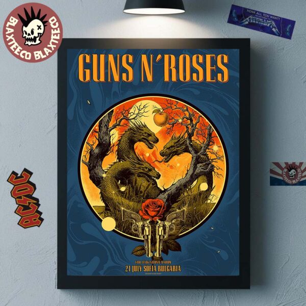 Guns N Roses Sofia Bulgaria 2025 Concert Poster At Vasil Levski National Stadium On July 21 2025 Home Decor Poster Canvas
