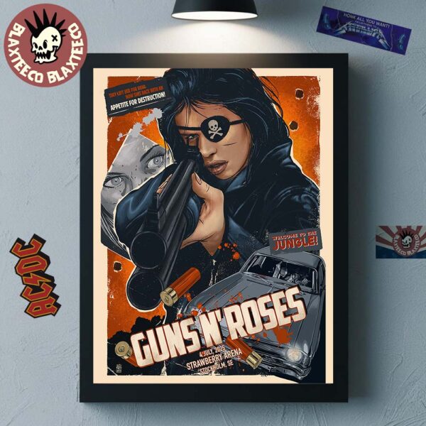 Guns N Roses Stockholm Sweden 2025 Concert Poster At Strawberry Arena On July 4 2025 They Left Her For Dead Now She Is Back With An Appetite For Destruction Home Decor Poster Canvas