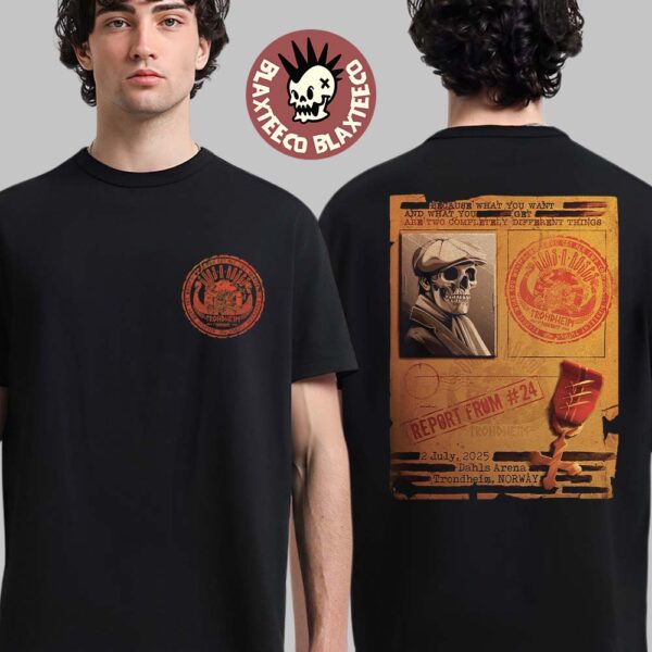 Guns N Roses Trondheim Norway 2025 Tour Merch Tee At Dahls Arena On July 2 2025 Two Sided T-Shirt