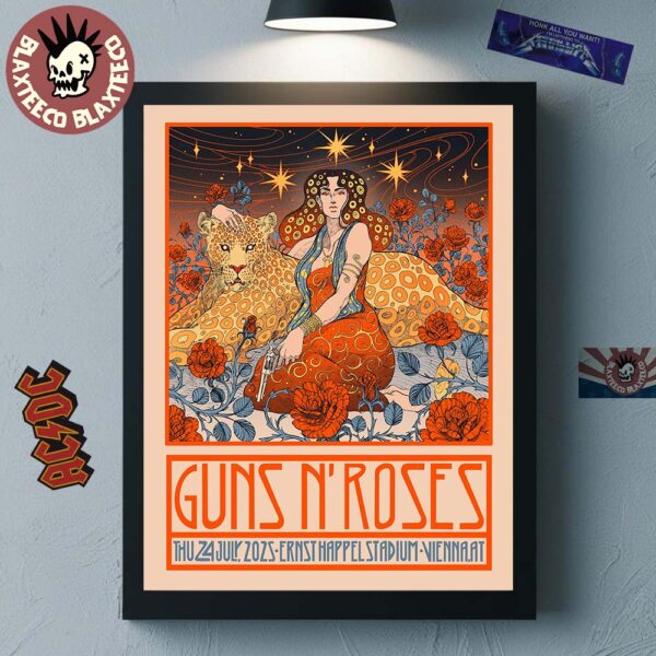 Guns N Roses Vienna Autria 2025 Venue Poster At Ernst Happel Stadium On July 24 2025 Home Decor Poster Canvas