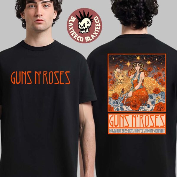 Guns N Roses Vienna Autria 2025 Venue Poster At Ernst Happel Stadium On July 24 2025 Two Sided T-Shirt