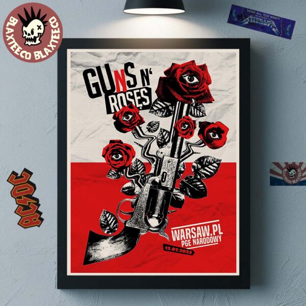 Guns N Roses Warsaw Poland 2025 Venue Poster At PGE Narodowy On July 12 2025 Home Decor Poster Canvas