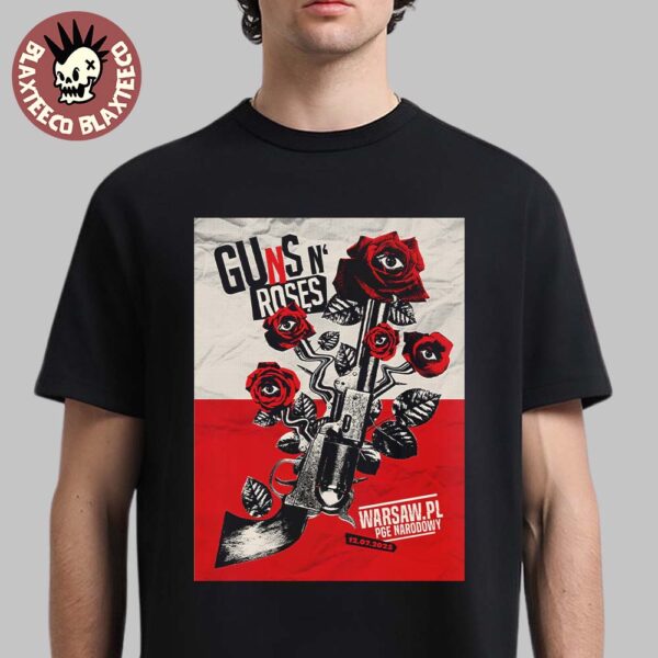 Guns N Roses Warsaw Poland 2025 Venue Poster At PGE Narodowy On July 12 2025 Poland Flag Art T-Shirt