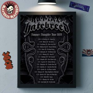 Hatebreed Summer Slaughter Tour 2025 North American Schedule tour Dates Home Decor Poster Canvas