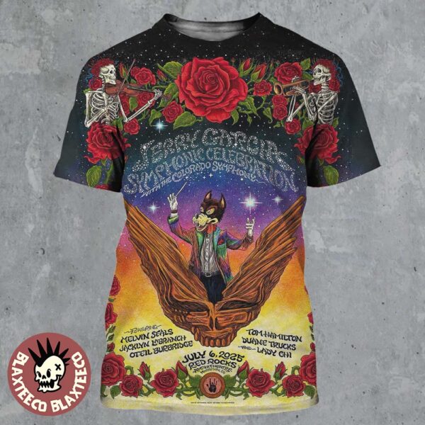 Jerry Garcia Symphonic Celebration With The Colorado Symphony Official Event Poster In Morrison Colorado At Red Rocks Amphitheatre On July 6 2025 All Over Print Shirt