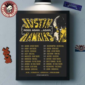 Justin Hawkins Rides Again Again Tour 2026 Schedule Tour Dates Home Decor Poster Canvas