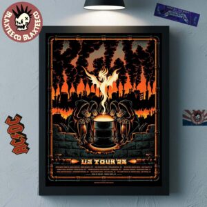 King Gizzard And The Lizard Wizard US Tour 2025 Phoenix Fire Art With Cities List Home Decor Poster Canvas