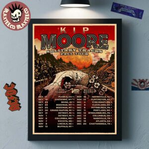 Kip Moore Solitary Tracks Fall Tour 2025 Schedule Tour Dates Home Decor Poster Canvas