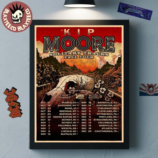 Kip Moore Solitary Tracks Fall Tour 2025 Schedule Tour Dates Home Decor Poster Canvas