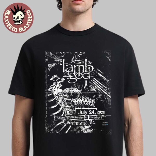 Lamp Of God Richmond Virginia 2025 At Allianz Amphitheater At Riverfront on July 24 2025 With Hatebreed Unisex T-Shirt