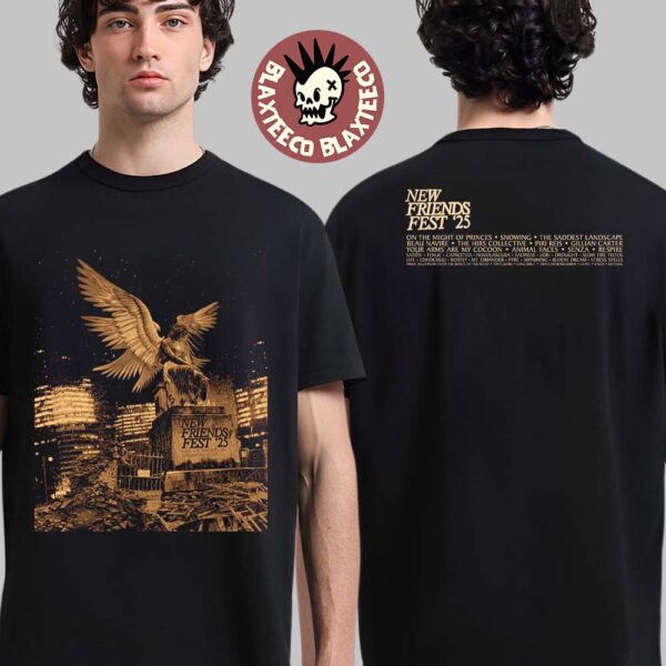 New Friends Fest 25 Toronto Ontario Full Lineup Poster At Lithuanian House On August 1-3 2025 Angle Statue Art Two Sided T-Shirt