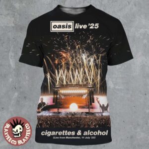 Oasis Live 25 Cigarettes And Alcohol Live From Manchester On July 11 2025 All Over Print Shirt