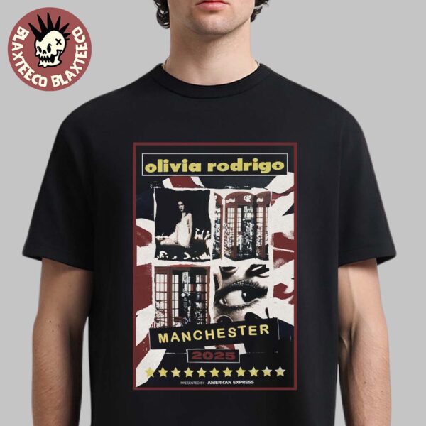 Olivia Rodrigo Guts World Tour Manchester 2025 Concert Poster On 30 June 2025 Essentials T-Shirt