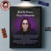 Rest In Peace Ozzy Osbourne 1948-2025 Poster Canvas For Fans