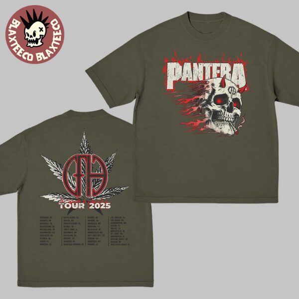 Pantera The Heavies Tour Of The Summer 2025 Smoking Skull Two Sided T-Shirt