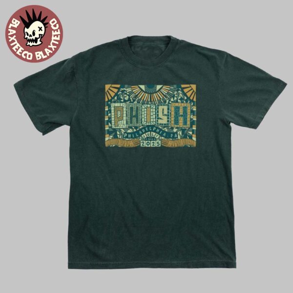 Phish Philadelphia Pennsylvania 2025 Event Merch Tee At TD Pavilion At The Mann On July 2025 Green T-Shirt