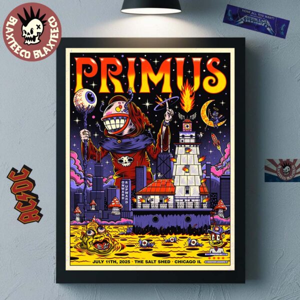 Primus Chicago Illinois 2025 Gig Poster At The Salt Shed On July 11 2025 Home Decor Poster Canvas