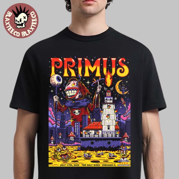 Primus Chicago Illinois 2025 Gig Poster At The Salt Shed On July 11 2025 Unisex T-Shirt