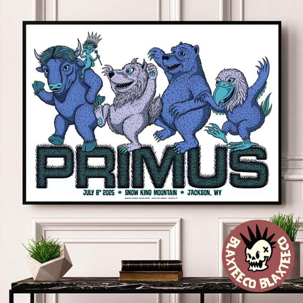Primus Jackson Wyoming Concert Poster At Snow King Mountain On July 8 2025 Home Decor Poster Canvas