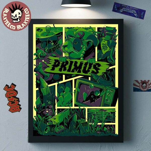 Primus Onward And Upward Bridgeport Connecticut 2025 Concert Poster At Hartford Healthcare Amphitheater On July 22 2025 Home Decor Poster Canvas